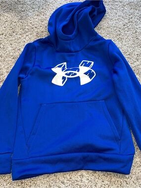 Boys under armor hooded pull over sweatshirt blue size youth xs